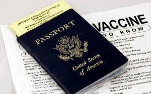 vaccines needed for travel showing passport and health record